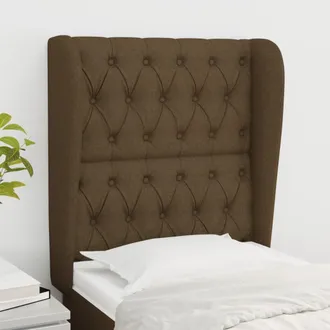vidaXL Cabecero Con Orejas De Tela Marr&oacute;n Oscuro 83x23x118/128 Cm Vidaxl