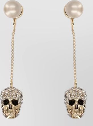 Alexander McQueen crystal-embellished skull pendant earrings
