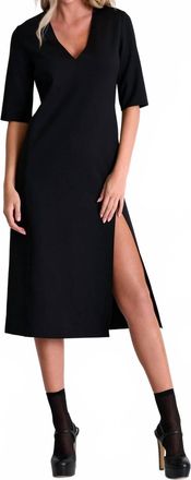 Shan Long V Neck Dress In Caviar