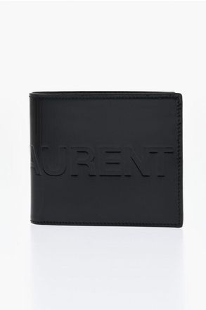 Saint Laurent Brushed Leather Bifold Wallet with Embossed Logo size Unica