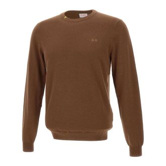 Sun 68 Round-neck Knitwear, male, Brown, Size: 2XL Crew Neck Sweater