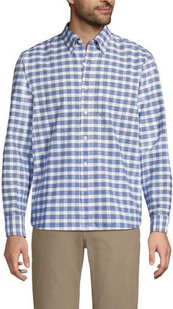 Lands End Traditional Fit Comfort-First Sail Rigger Oxford Shirt in Clear Blue/white Plaid at Nordstrom, Size Xx-Large