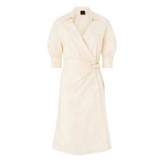 Pinko Wrap Dresses, female, Beige, Size: XS Midi Wrap Shirt Dress