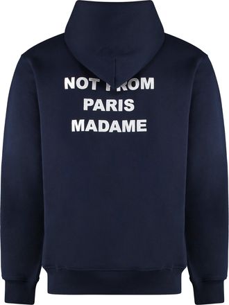 Dr&ocirc;le de Monsieur Mens Hooded Sweatshirt Slogan Navy Cotton Jumpers Sweater