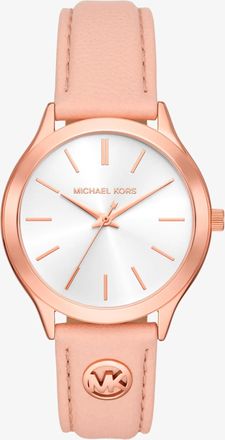 Michael Kors Slim Runway Rose Gold-Tone and Leather Watch