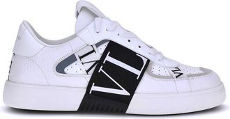 Valentino Garavani Mens Open Sneakers Vl Logo Band - White Leather - Size 39.5 EU/IT