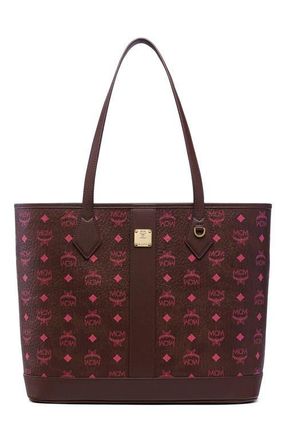 MCM New Medium Liz Shopper in Visetos in Cinnamon at Nordstrom