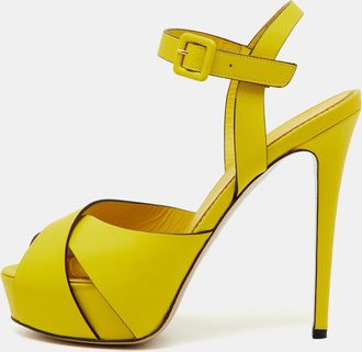Le Silla Yellow Leather Ankle Strap Platform Sandals