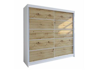 Mirjan24 Armario Closico 153, Blanco + Roble Artisan, 215x180x58cm, Puertas De Armario: Correderas, N&uacute;mero De Estantes: 0