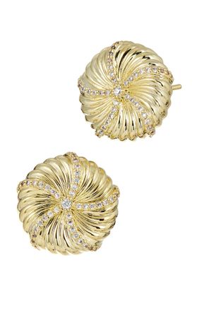 Savvy Cie Jewels 18K YELLOW GOLD PLATED STAR DOLLAR FLUTE EARRINGS