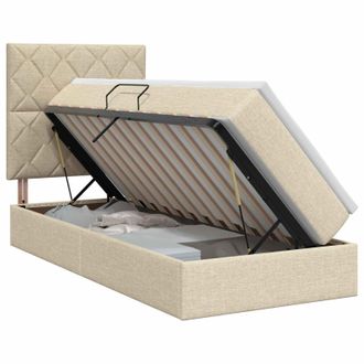 vidaXL Cama Con Almacenamiento Y Colch&oacute;n Crema 100 X 200 Cm Tela Vidaxl