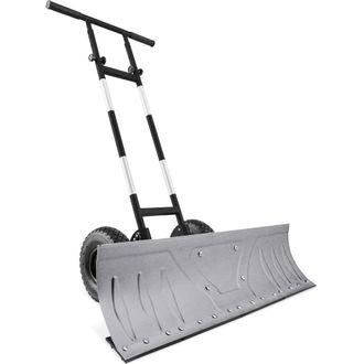 Best Choice Products 36in Hand Snow Pusher w/ 2 Wheels, Adjustable Handle, Blade Angle, Reflective Tape