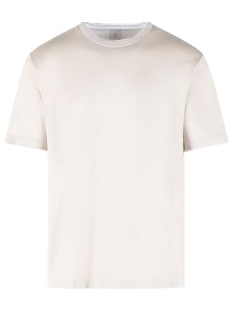 Eleventy Double Layer Trim Cotton T-Shirt - Beige