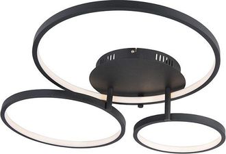QAZQA Moderno Plaf&oacute;n Moderno Negro Con Led Y Atenuador - Rondas Aluminio Org&aacute;nica Incluye Led Max. 1 X 30 Watt - Qazqa