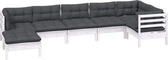 vidaXL Vidaxl - Muebles De Jard&iacute;n 8 Pzas Con Cojines Blanco Madera De Pino