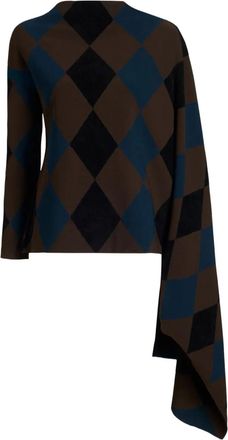 Proenza Schouler diamond-pattern draped top - Brown