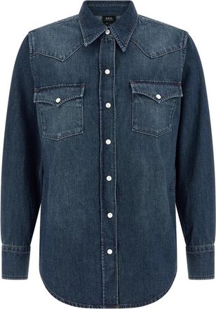 A.P.C. Western Shirt - Dames - Spijkeroverhemden - Blauw - S - Katoen - Overhemden