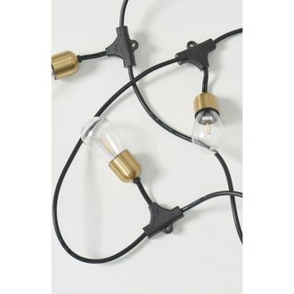 Brightech 48 ft, 15 light Solar Powered Heavy Duty LED Outdoor String Lights, Gold Accent Brass Socket, Weatherproof Bulbs in 28 Ft 12 Bulbs | Warm