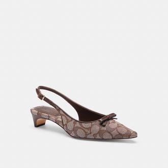 Coach Bow Slingback Heel In Signature Jacquard