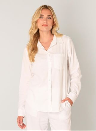 Base Level Hemdbluse BASE LEVEL Yael, Damen, Gr. 36, weiss (natural wei&szlig;), Single Jersey, Obermaterial: 55% Leinen, 45% Viskose, regular fit normal, Blusen Hemdb