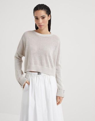 Brunello Cucinelli Light Beige Relaxed Sweater, Size X-Large