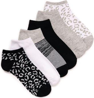 Muk Luks Womens Low Cut Novelty Socks, 6 Pair Pack in Black/white at Nordstrom