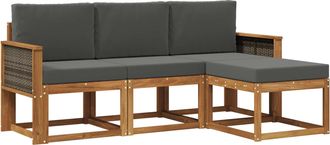 vidaXL Conjunto De Sof&aacute;s De Exterior 4 Uds. Natural Y Antracita Vidaxl