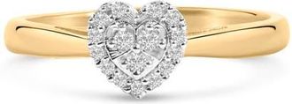 House of Brilliance 10K Yellow Gold 1/10 Cttw Diamond Heart and Halo Promise Ring at Nordstrom, Size 8
