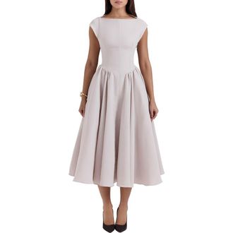 House of CB Debutante Open Back Satin Midi Dress in Wind Chime at Nordstrom, Size Small