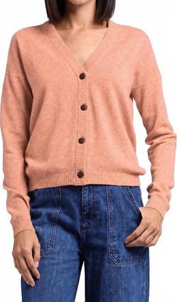 Minnie Rose Cashmere V Neck Cardigan In Rose