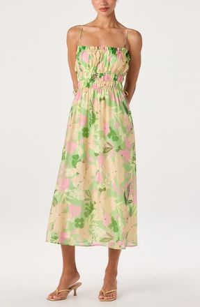 ASTR the Label Maren Floral Print A-Line Dress in Green Floral at Nordstrom, Size X-Large