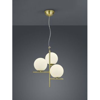 Trio Suspensi&oacute;n 3 Luces Bolas Cristal Lat&oacute;n Blanco &Oslash;40 Cm Pure Lighting