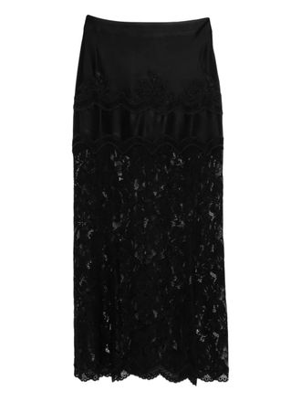 Paco Rabanne lace midi skirt - Black