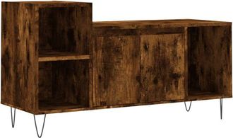 vidaXL Vidaxl - Mueble para tv madera contrachapada roble ahumado 100x35x55 cm