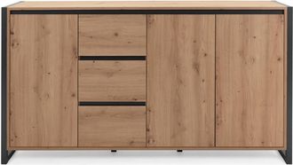 Finori Argonauta - Aparador Bajo 3 Puertas 3 Cajones 160 Cm - Acabado Madera Clara