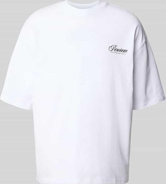 Review T-Shirt mit Logo- und Statement-Print in Weiss, Gr&ouml;&szlig;e XXL