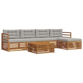 vidaXL Conjunto De Sof&aacute;s De Exterior 6 Pcs Gris Natural Y Claro Vidaxl