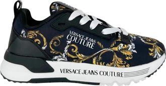 Versace Jeans Couture Barokprint Veterschoenen - Dames - Sneakers - Zwart - 36 EU - Nylon - Schoenen