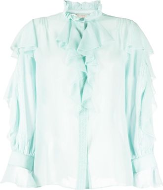 Shiatzy Chen see-through silk shirt - women - Mulberry Silk - 38 - Blue