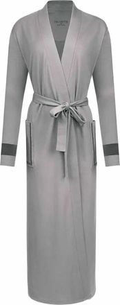 Velvette Womens Pima Cotton & Modal Wrap Robe In Grey Heather