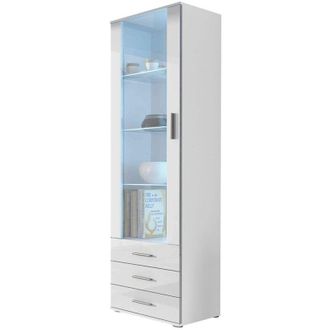 Mirjan24 Mobilier1 - Estanter&iacute;a Tornola 102, Blanco + Blanco Brillante, Cerrable, Con Cajones, Con Puertas, Vidrio, Aglomerado Laminado, N&uacute;mero De Puertas: 0, 