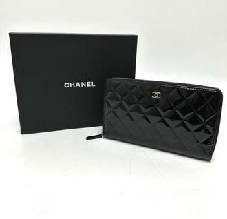 Chanel Black Leather Long Wallet (Bi-Fold) (Pre-Owned)