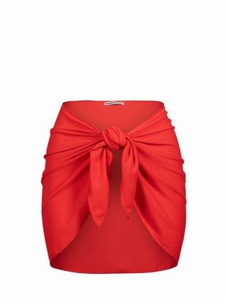 Change of Scenery Liv Textured Cover-Up Swim Sarong in Guava Red at Nordstrom
