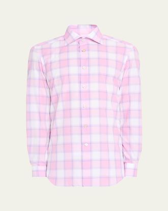 Kiton Mens Large Check Sport Shirt