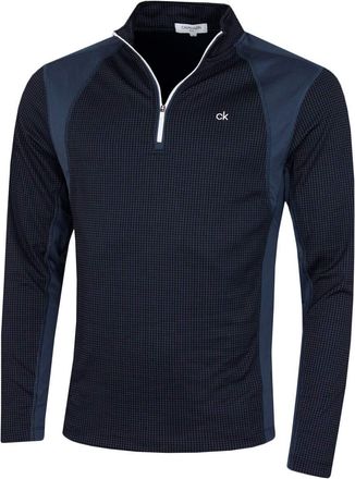 Calvin Klein Mens Micro Grid Half Zip Mid Layer - Navy/White - XXXL