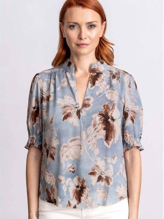 Go Silk Soft Spoken Short Sleeeve Blouse In Desert Bloom