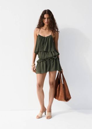 Mango Abito corto volant verde - Donna - XS - MANGO