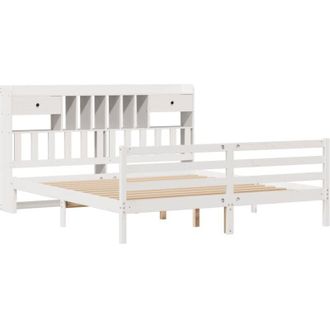 vidaXL Bookcase Bed without Mattress White 180x200 cm Super King Solid Wood Pine vidaXL