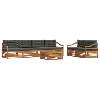 vidaXL Conjunto De Sof&aacute;s De Exterior 7 Uds. Natural Y Antracita Vidaxl