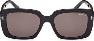 Tom Ford 54mm Square Sunglasses in Shiny Black /Smoke at Nordstrom Rack